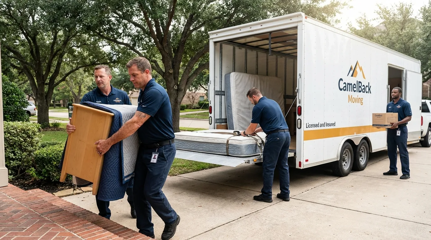 Crew loading residential truck for cross-state move from Mingo Junction, OH