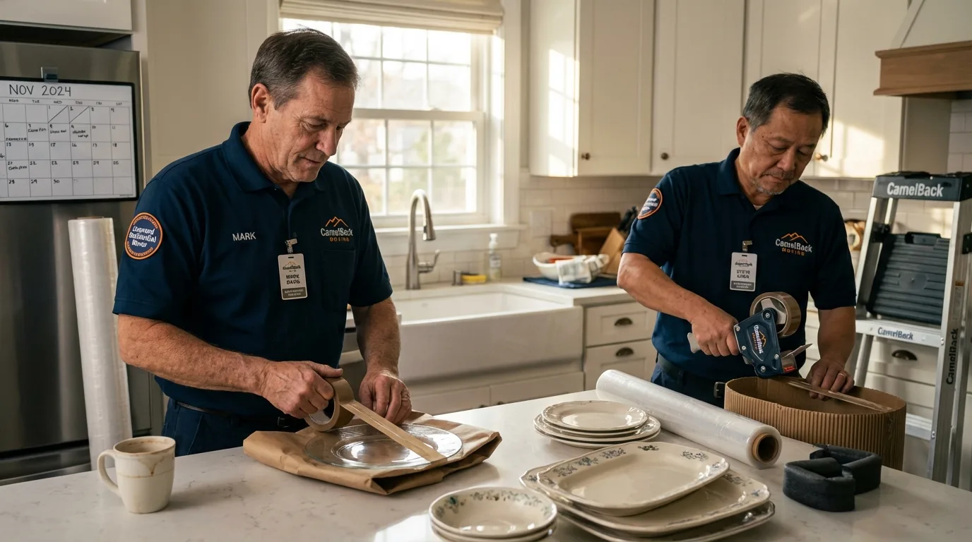 Professional crew packing kitchen dishware in Mingo Junction, OH